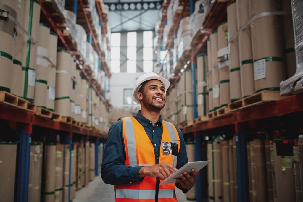 warehouse worker checking stock