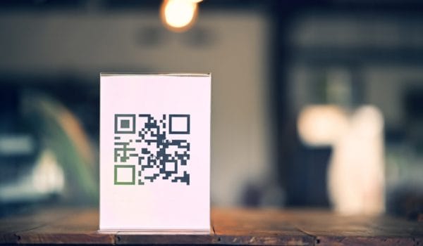 QC code on a table in restaurant