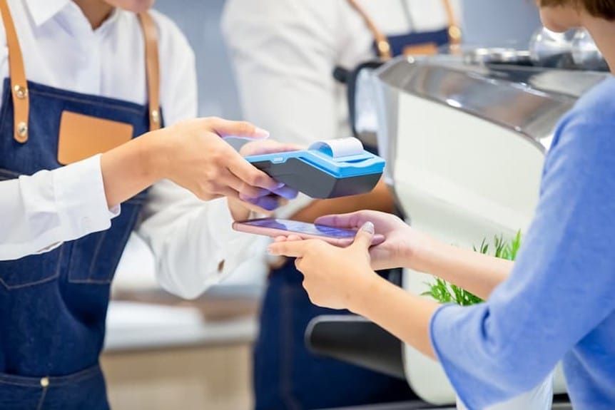 Using a barcode scanner in a cafe