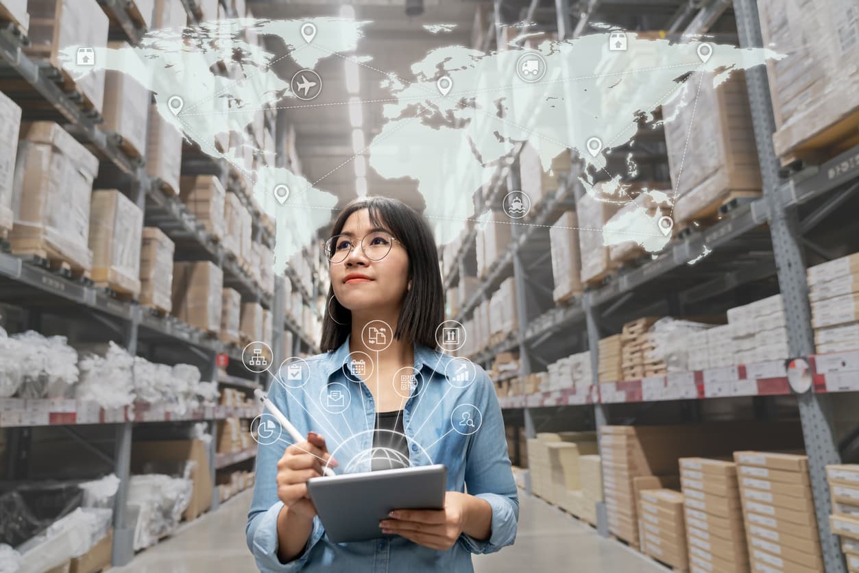 woman in warehouse