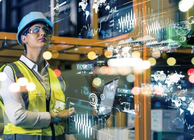 A women looking at graphical data